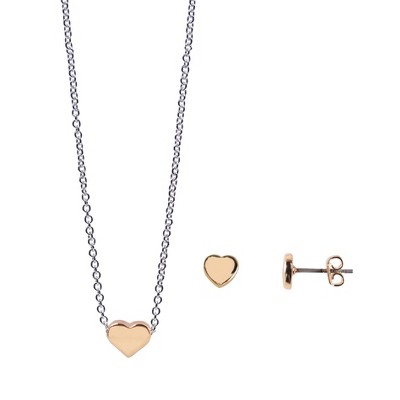 FAO Schwarz Mini Heart Necklace and Earring Set