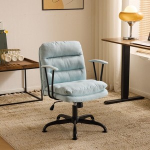 Karl Home | 24.4 Inch Upholstered Swivel Office Chair With Leg Pegs And Wheels - 1 of 4