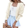 Womens Rib Knit Cardigna Latern Sleeve Open Front Swetaer Cardigan Drop Shoulder Chunky Cardigans Winter Knitwear for Women,Almond - M - 4 of 4