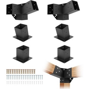 Pergola Bracket Kit,15° Angled Roof Brackets for 4x4 Lumber,3-Way Metal Connectors for DIY Pergola,Gazebo & Carport - 1 of 4