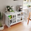 Syemin Decorative Storage Cabinet with Four Glass Door Sideboard, Modern Buffet Cabin for Living Room, Dining Room, - 3 of 4