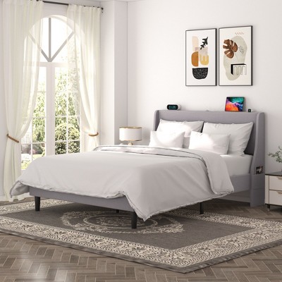 VECELO Upholstered Bed, Metal Frame Platform Bed