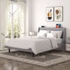 VECELO Upholstered Full/Queen Size Bed Frame with Headboard & Wingback, Platform Bed with USB & Type-C Ports - 2 of 4