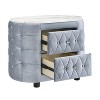 1pc Gray Nightstand Upholstery Fabric Marble Top Two Storage Drawers Wooden Bedroom Furniture Oval Grey - 3 of 4