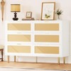 6 Drawer Dresser, Rattan Chest of Drawer, Farmhouse Wooden Dresser with Metal Legs, Wide Double Drawer Dresser, Large Drawer Unit for Bedroom, Living - 4 of 4