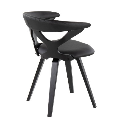 Black Faux Leather Swivel Dining Chair with Cutout Backrest