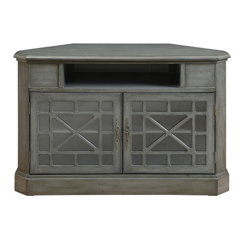 Jacey Two Door Corner Media Cabinet Grey Christopher Knight