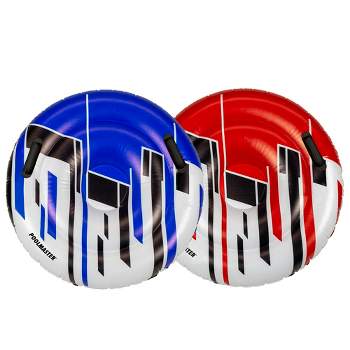 Pool Central Set of 2 Red and Blue Racing Saucers Inflatable Swimming Pool Floats, 28.5"D