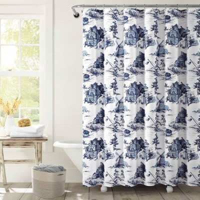 The French Blue Lines Shower Curtain-ONE SIZE