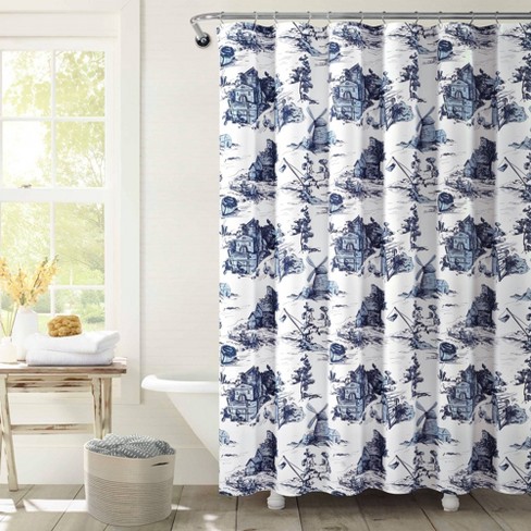 The French Blue Lines Shower Curtain