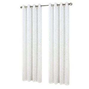 RT Designers Collection Bexley Foil Jacquard Polyester Window Curtain Grommet Panel 52" x 84" White/Silver - 1 of 4