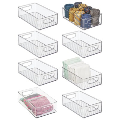 Mdesign Linus Closet Plastic Storage Organizer Bin With Open Dip Front, 8  Pack, Clear - 12 X 16 X 8 : Target