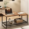Rustic Brown Center Table Industrial Coffee Table Living Room Tables with Mesh Shelf Rectangle Storage Easy to Assemble Side End Tables - 4 of 4