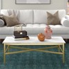 Gold Finish Coffee Table with Faux Marble Top - Henn&Hart - 4 of 4