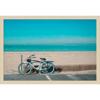Svelte Natural Framed Scenic Beach Bicycle Graphic Art Print