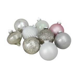 Northlight 3-Finish Glass Ball and Onion Christmas Ornaments - 3.75" (95mm) - Multicolor - 9ct - 1 of 4
