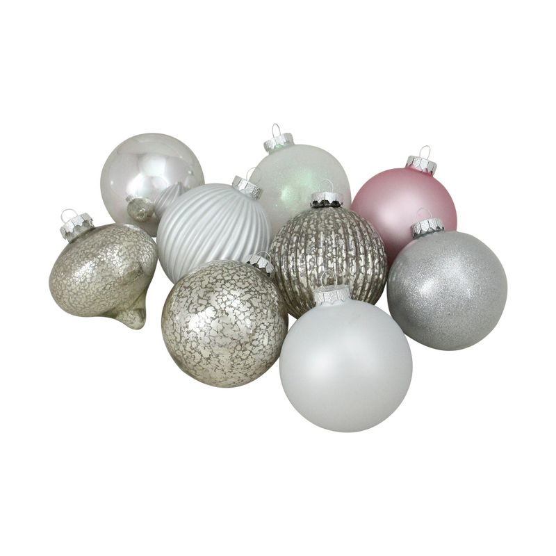 Northlight 9ct Silver 3-Finish Shatterproof Christmas Ball and Onion Ornaments 3.75" (95mm), 1 of 4