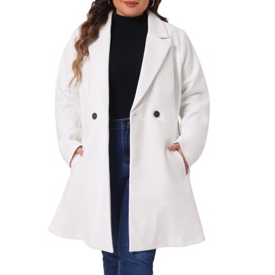 Agnes Orinda Women's Plus Size Elegant A Line Notched Lapel Double Breasted with Pockets Pea Coats