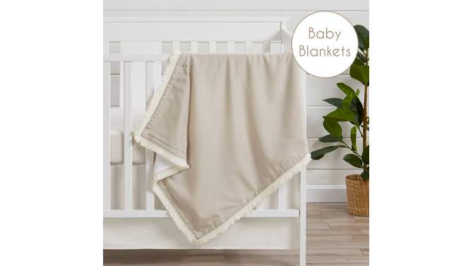 Sweet Jojo Designs Boy or Girl Gender Neutral Unisex Baby Crib Bed Skirt Boho Fringe Linen Taupe and White, 2 of 5, play video