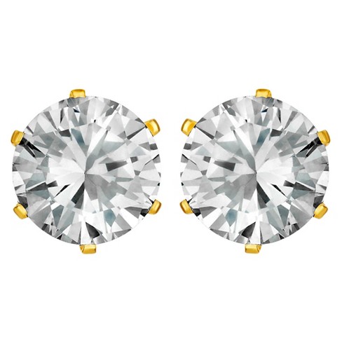 NurmWung Three Prong Setting Cubic Zircon Stud Earrings For Women  Fashionable Party Jewelry With Claw Peter Pan Hook Clip From Houyiliu,  $12.09