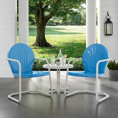 Sky Blue Metal Outdoor Conversation Set with Round Table