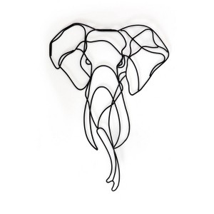 Brewster Asha Elephant Metal Wall Art: Iron Sculpture, Modern Decor, Vertical Orientation, 28"H x 20"W - 1 of 4