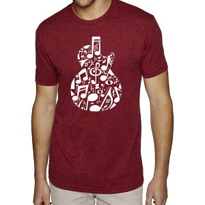 LA Pop Art Music Notes Guitar - Men's Premium Blend Word Art T-Shirt - 1 of 4