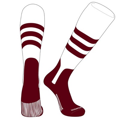 PEAR SOX OTC Baseball Softball Stirrup Socks (A, 7in) White, Cardinal, Cardinal