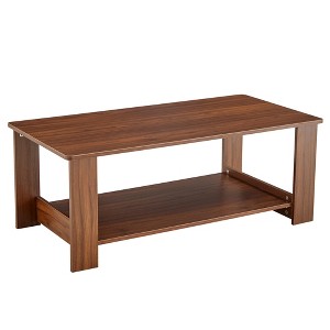 COWLOWN Modern and Practical Walnut Textured Coffee Tables, Double Layered Coffee Table for Living Room - 1 of 4