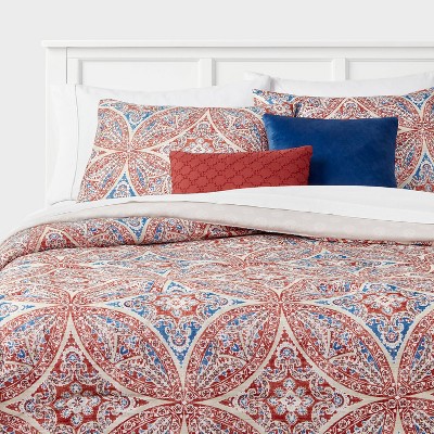 5pc Medallion Bedding Set Red/Blue