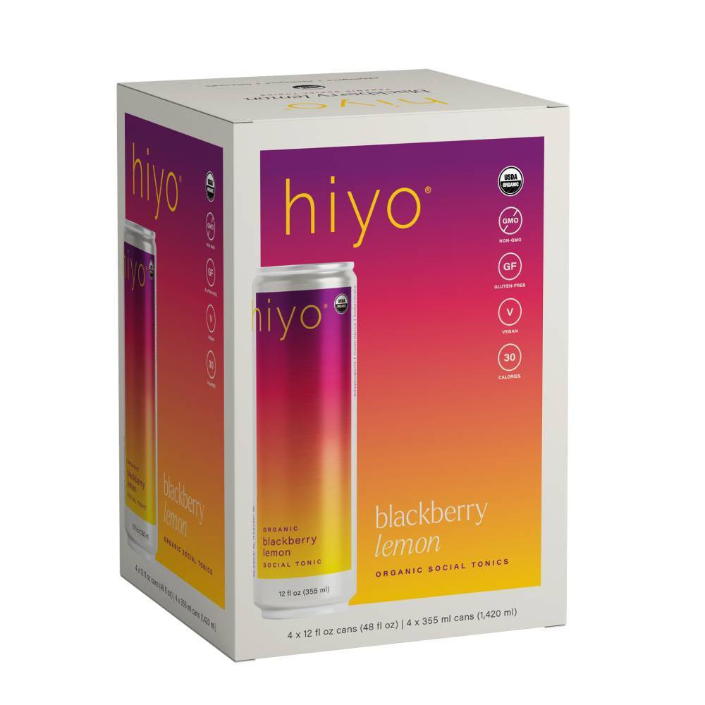 Hiyo Non-Alcoholic Blackberry Lemon Organic Social Tonic - 4pk/12 fl oz Cans