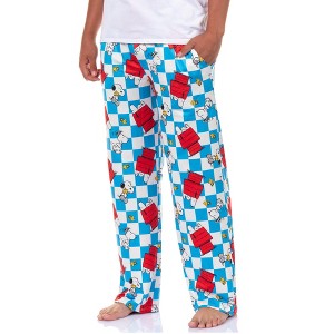 Seven Times Six Peanuts Pajama Pants Adult Snoopy and Woodstock Doghouse Checker Bottoms - 1 of 4