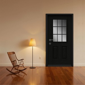 SpassWay 36"W*80"H 9-Lite 2-Panel Exterior Frosted Glass Prehung Front Entry Door Primed Interior Fiberglass Entrance Door - 1 of 4