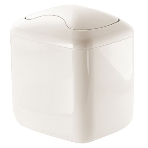 Mdesign Mini Trash Can With Swing Lid For Bathroom Vanity Countertop Cream Target