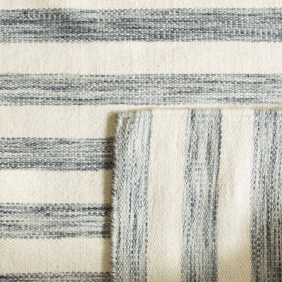 Ivory and Grey 6' x 9' Handmade Wool Flat Woven Rug