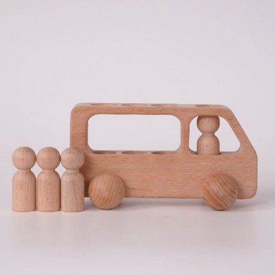 Huxxion Montessori Wooden School Bus, Wooden Montessori Toys KL10