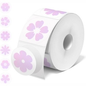 JADENS 2-Inch Round Thermal Sticker Labels – Self-Adhesive, Waterproof, 750 Labels/Roll (Flower) - 1 of 4