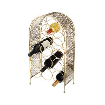 Twine Trellis Wine Rack, Holds 14 Bottles, Gold Countertop Wine Storage, Cast Iron