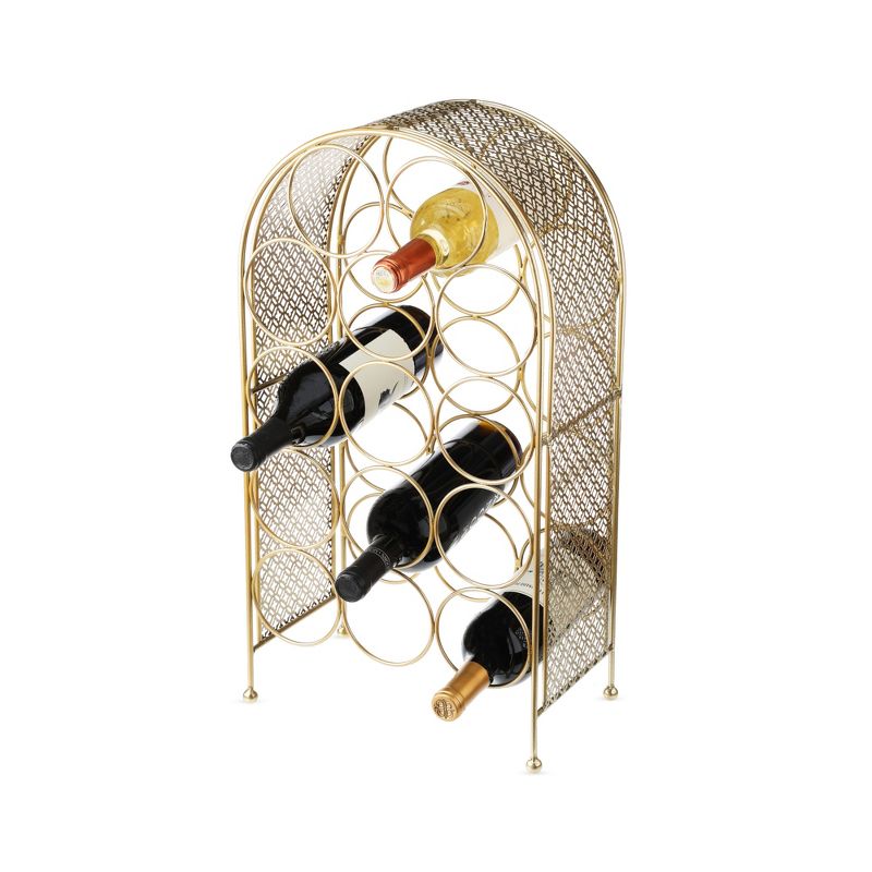 Twine Trellis Wine Rack, Holds 14 Bottles, Gold Countertop Wine Storage, Cast Iron, 1 of 7