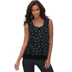 Roaman's Lace Trim Satin Tank - 1 of 4