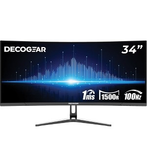 Deco Gear 34 inch Curved Ultrawide Business Monitor, 3440x1440, 100Hz, HDR - 1 of 4