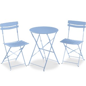 Best Choice Products 3-Piece Small Bistro Set, Folding Patio Furniture Set of 2 Chairs and Table - 1 of 4