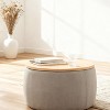 TIRAMISUBEST Round Storage Ottoman Linen 2-in-1 End Table Footstool MDF Top and Linen Upholstery for Living Room - 3 of 4