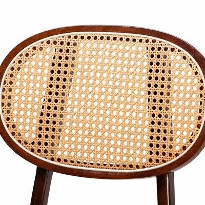 Grey Fabric and Walnut Brown Wood 2-Piece Counter Stool Set