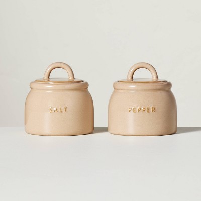 Salt and Pepper Stoneware Crocks Taupe (Set of 2) - Hearth & Hand™ with Magnolia