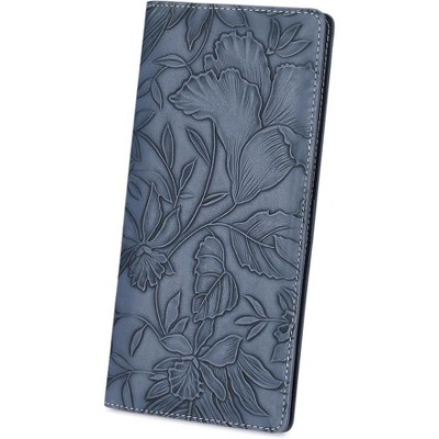 BEAFUP Floral Carved Ladies Long Wallet,with 11 Credit Card Slots and 1 Clear Windows,Bifold Leather RFID Blocking Designer Credit Card Holder