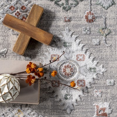 Beige Traditional Bordered 3x5 Chenille Area Rug