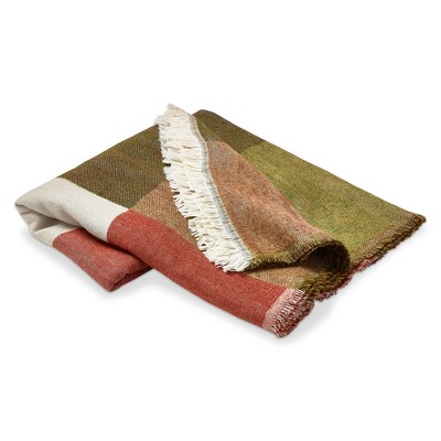 tagltd Warm Wishes Check Acrylic Decorative Throw for Sofa or Bed, Block Print with Tassels 50L x 60W in.