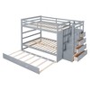 TiramisuBest Full Over Full Bunk Bed w/ Twin Trundle & Staircase, Gray, Solid Wood, 97x58x66 inches, 286 lbs - 4 of 4