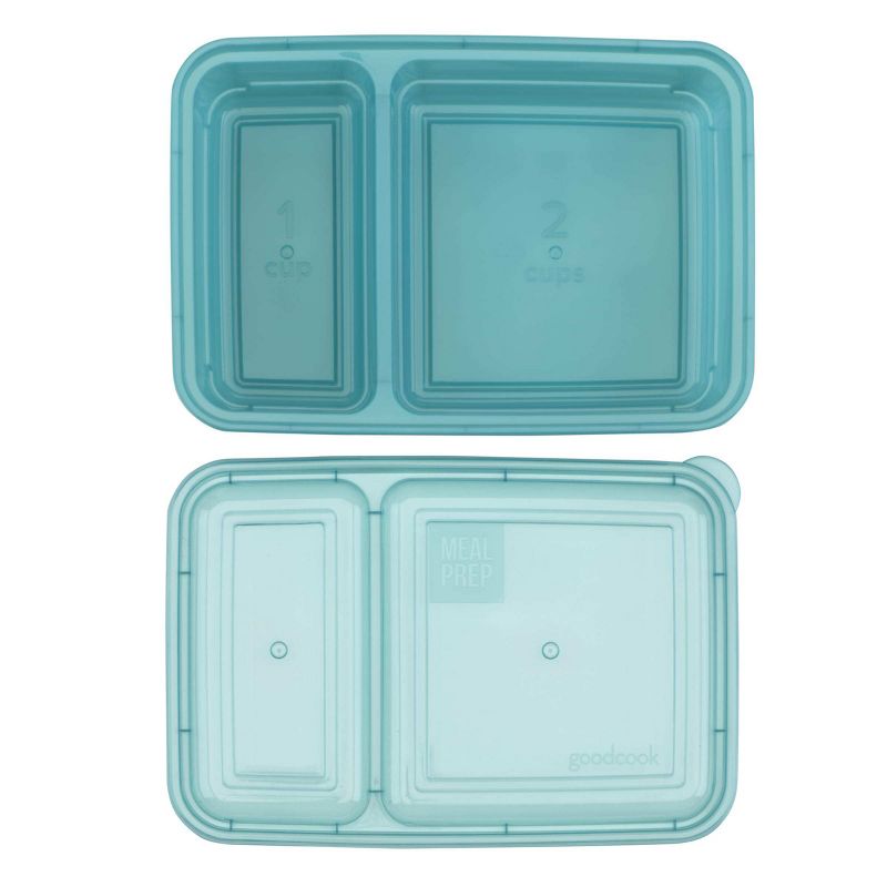 GoodCook Meal Prep 2 Compartment Large Rectangle Dark Teal Containers + Lids - 10ct, 4 of 13